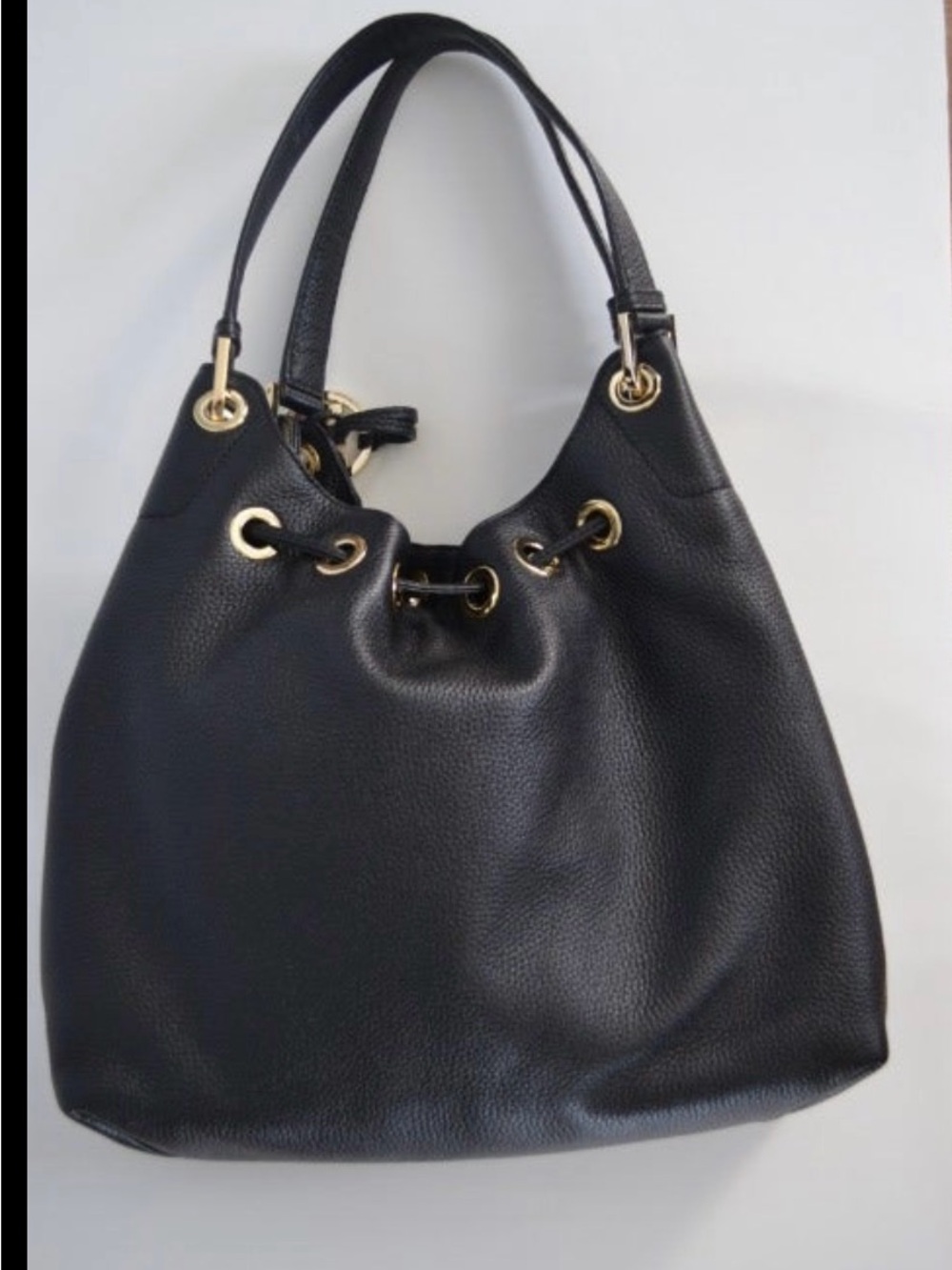 Michael Kors Black Pebbled Leather Tassel Drawstring Shoulder Bag - Picture 4 of 5